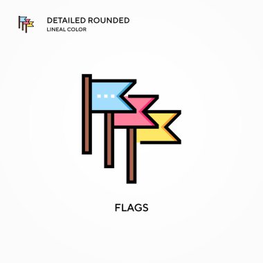 Bayrak vektör simgesi. Modern vektör illüstrasyon kavramları. Düzenlemesi ve kişiselleştirmesi kolay.