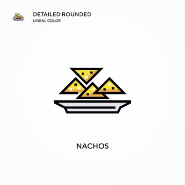 Nachos vektör simgesi. Modern vektör illüstrasyon kavramları. Düzenlemesi ve kişiselleştirmesi kolay.
