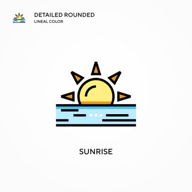 Gün doğumu vektör simgesi. Modern vektör illüstrasyon kavramları. Düzenlemesi ve kişiselleştirmesi kolay.