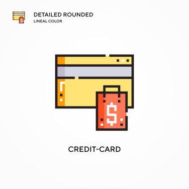 Kredi kartı vektör simgesi. Modern vektör illüstrasyon kavramları. Düzenlemesi ve kişiselleştirmesi kolay.