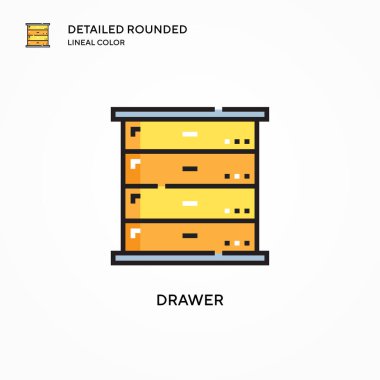 Çekmece vektör simgesi. Modern vektör illüstrasyon kavramları. Düzenlemesi ve kişiselleştirmesi kolay.