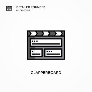 Alkış tahtası vektör simgesi. Modern vektör illüstrasyon kavramları. Düzenlemesi ve kişiselleştirmesi kolay.