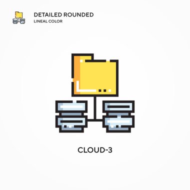 Bulut-3 vektör simgesi. Modern vektör illüstrasyon kavramları. Düzenlemesi ve kişiselleştirmesi kolay.