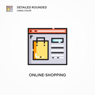 Çevrimiçi alışveriş vektör simgesi. Modern vektör illüstrasyon kavramları. Düzenlemesi ve kişiselleştirmesi kolay.