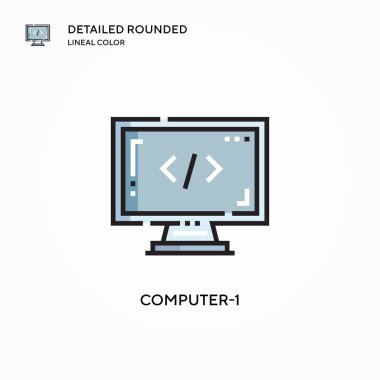 Bilgisayar-1 vektör simgesi. Modern vektör illüstrasyon kavramları. Düzenlemesi ve kişiselleştirmesi kolay.