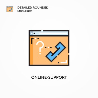 Çevrimiçi destek vektör simgesi. Modern vektör illüstrasyon kavramları. Düzenlemesi ve kişiselleştirmesi kolay.