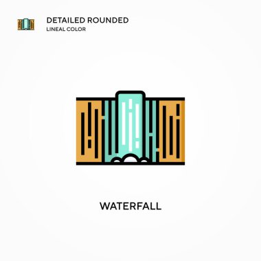 Şelale vektör simgesi. Modern vektör illüstrasyon kavramları. Düzenlemesi ve kişiselleştirmesi kolay.