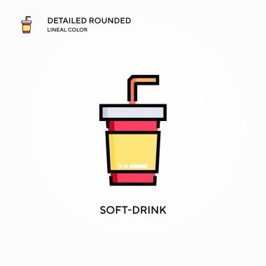 Yumuşak içecek vektör simgesi. Modern vektör illüstrasyon kavramları. Düzenlemesi ve kişiselleştirmesi kolay.