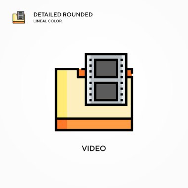 Video vektör simgesi. Modern vektör illüstrasyon kavramları. Düzenlemesi ve kişiselleştirmesi kolay.