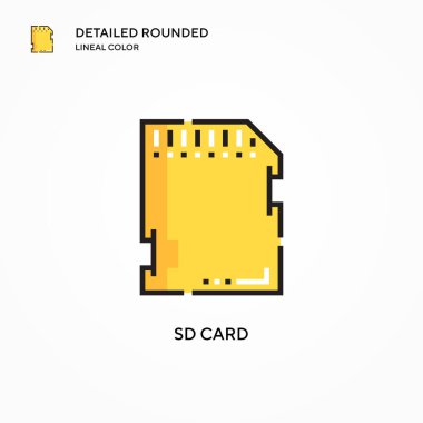 Sd kart vektör simgesi. Modern vektör illüstrasyon kavramları. Düzenlemesi ve kişiselleştirmesi kolay.