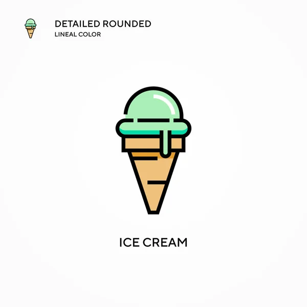 アイスクリームのアイコン 現代のベクトル図の概念 編集とカスタマイズが簡単 — ストックベクタ
