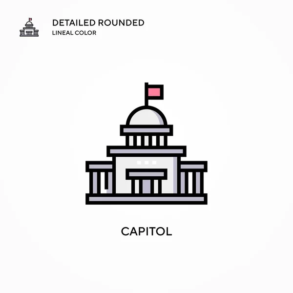 Ikon Vektor Capitol Konsep Gambar Vektor Modern Mudah Untuk Mengedit - Stok Vektor