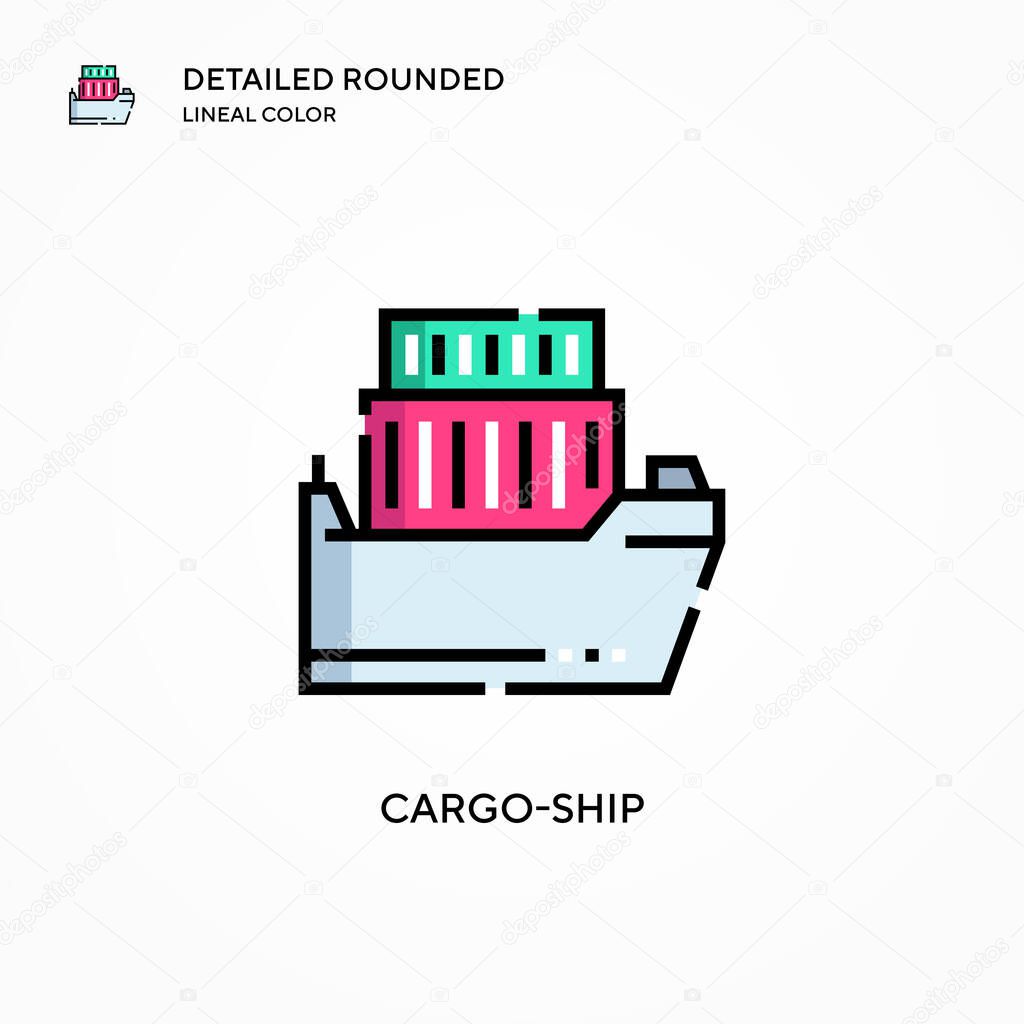 Cargo-ship vector icon. Modern vector illustration concepts. Easy to edit and customize.