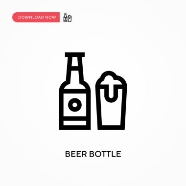Bira şişesi. Basit vektör ikonu. Web sitesi veya mobil uygulama için modern, basit düz vektör çizimi