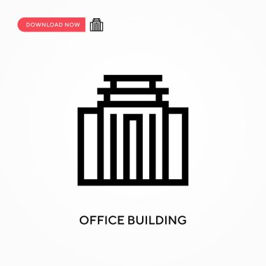 Ofis binası basit vektör simgesi. Web sitesi veya mobil uygulama için modern, basit düz vektör çizimi