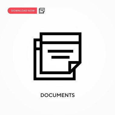 Belgeler basit vektör simgesi. Web sitesi veya mobil uygulama için modern, basit düz vektör çizimi