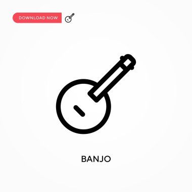 Banjo Basit vektör simgesi. Web sitesi veya mobil uygulama için modern, basit düz vektör çizimi