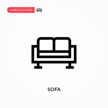 Sofa Basit vektör simgesi. Web sitesi veya mobil uygulama için modern, basit düz vektör çizimi