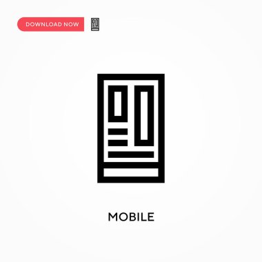 Mobil Basit vektör simgesi. Web sitesi veya mobil uygulama için modern, basit düz vektör çizimi