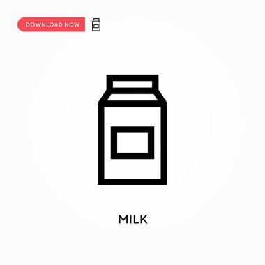 Süt Basit vektör simgesi. Web sitesi veya mobil uygulama için modern, basit düz vektör çizimi