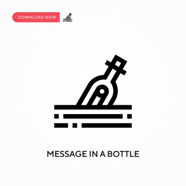 Şişedeki mesaj basit vektör simgesi. Web sitesi veya mobil uygulama için modern, basit düz vektör çizimi