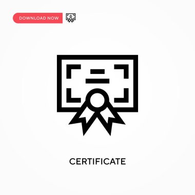 Sertifika Basit vektör simgesi. Web sitesi veya mobil uygulama için modern, basit düz vektör çizimi