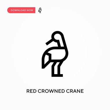 Kırmızı taçlı vinç basit vektör simgesi. Web sitesi veya mobil uygulama için modern, basit düz vektör çizimi