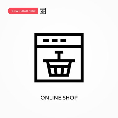 Çevrimiçi dükkan Basit vektör simgesi. Web sitesi veya mobil uygulama için modern, basit düz vektör çizimi