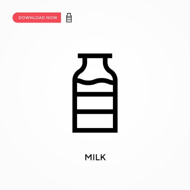 Süt Basit vektör simgesi. Web sitesi veya mobil uygulama için modern, basit düz vektör çizimi