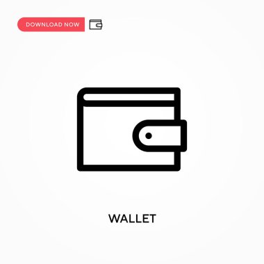 Cüzdan Basit vektör simgesi. Web sitesi veya mobil uygulama için modern, basit düz vektör çizimi
