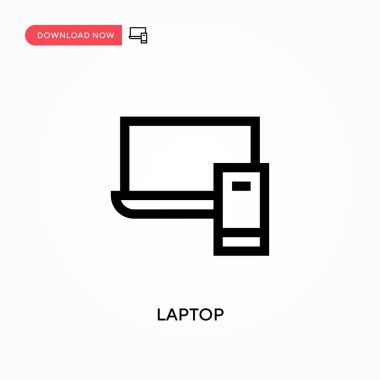 Laptop Basit vektör simgesi. Web sitesi veya mobil uygulama için modern, basit düz vektör çizimi
