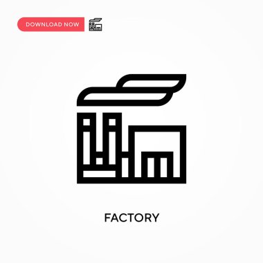 Fabrika Basit vektör simgesi. Web sitesi veya mobil uygulama için modern, basit düz vektör çizimi