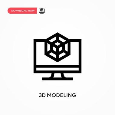 3D modelleme Basit vektör simgesi. Web sitesi veya mobil uygulama için modern, basit düz vektör çizimi