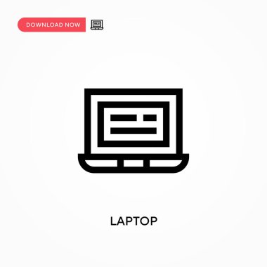 Laptop Basit vektör simgesi. Web sitesi veya mobil uygulama için modern, basit düz vektör çizimi
