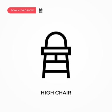 Yüksek sandalye Basit vektör simgesi. Web sitesi veya mobil uygulama için modern, basit düz vektör çizimi
