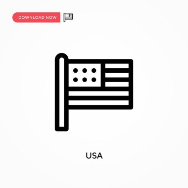 Usa Basit vektör simgesi. Web sitesi veya mobil uygulama için modern, basit düz vektör çizimi