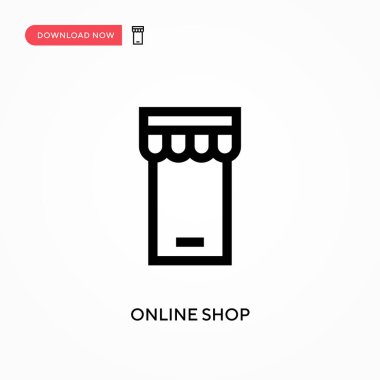 Çevrimiçi dükkan Basit vektör simgesi. Web sitesi veya mobil uygulama için modern, basit düz vektör çizimi