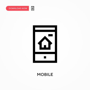 Mobil Basit vektör simgesi. Web sitesi veya mobil uygulama için modern, basit düz vektör çizimi
