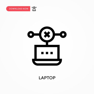 Laptop Basit vektör simgesi. Web sitesi veya mobil uygulama için modern, basit düz vektör çizimi