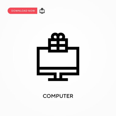 Bilgisayar basit vektör simgesi. Web sitesi veya mobil uygulama için modern, basit düz vektör çizimi