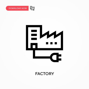 Fabrika Basit vektör simgesi. Web sitesi veya mobil uygulama için modern, basit düz vektör çizimi
