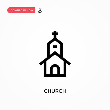 Kilise basit vektör ikonu. Web sitesi veya mobil uygulama için modern, basit düz vektör çizimi