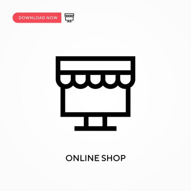Çevrimiçi dükkan Basit vektör simgesi. Web sitesi veya mobil uygulama için modern, basit düz vektör çizimi