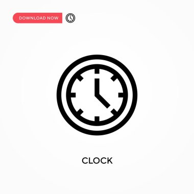 Saat Basit vektör simgesi. Web sitesi veya mobil uygulama için modern, basit düz vektör çizimi