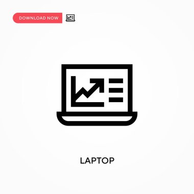 Laptop Basit vektör simgesi. Web sitesi veya mobil uygulama için modern, basit düz vektör çizimi