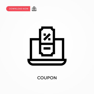 Kupon basit vektör simgesi. Web sitesi veya mobil uygulama için modern, basit düz vektör çizimi