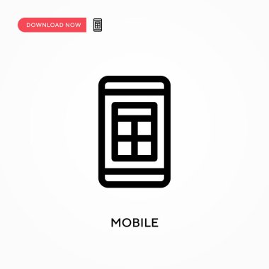 Mobil Basit vektör simgesi. Web sitesi veya mobil uygulama için modern, basit düz vektör çizimi