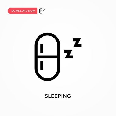 Uyuyan Basit vektör simgesi. Web sitesi veya mobil uygulama için modern, basit düz vektör çizimi