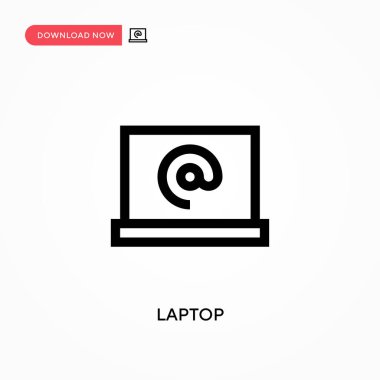 Laptop Basit vektör simgesi. Web sitesi veya mobil uygulama için modern, basit düz vektör çizimi