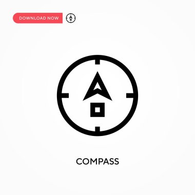 Basit vektör simgesini pusula. Web sitesi veya mobil uygulama için modern, basit düz vektör çizimi